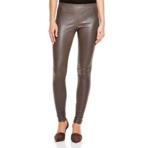 VINCE BROWN LAMBSKIN LEATHER LEGGINGS